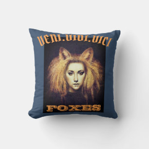 Veni Vidi Vici Foxes Fox Girl Throw Cushion