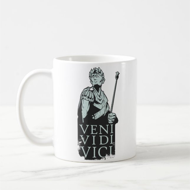 Veni Vidi Vici Julius Caesar Roman Coffee Mug (Left)