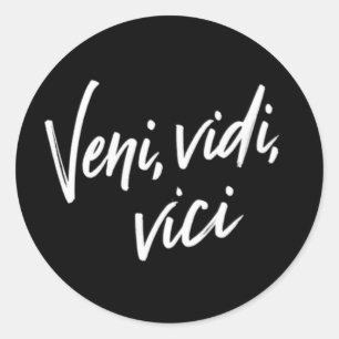 Veni Vidi Vici Script Calligraphy Classic Round Sticker