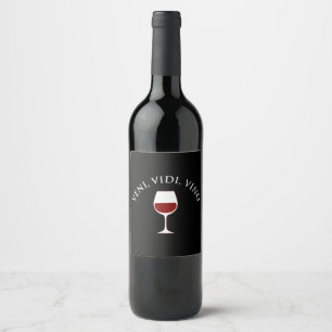 Veni, Vidi, Vino Funny Wine Lover Latin Phrase Wine Label