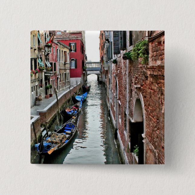 Venice Alleyway 2 Inch Square Button (Front)