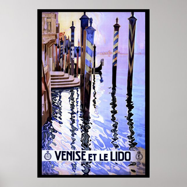 Venice and Lido Vintage Italian travel Poster (Front)