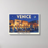 Venice at Night Grand Canal Gondolas Art