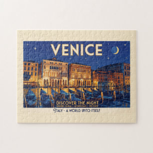 Venice at Night Grand Canal Gondolas Art Jigsaw Puzzle