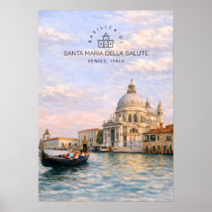Venice Basilica Salute Watercolor Iconic Domes Poster