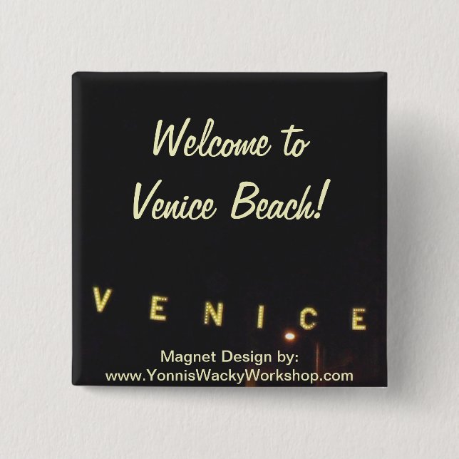 Venice Beach  2 Inch Square Button (Front)