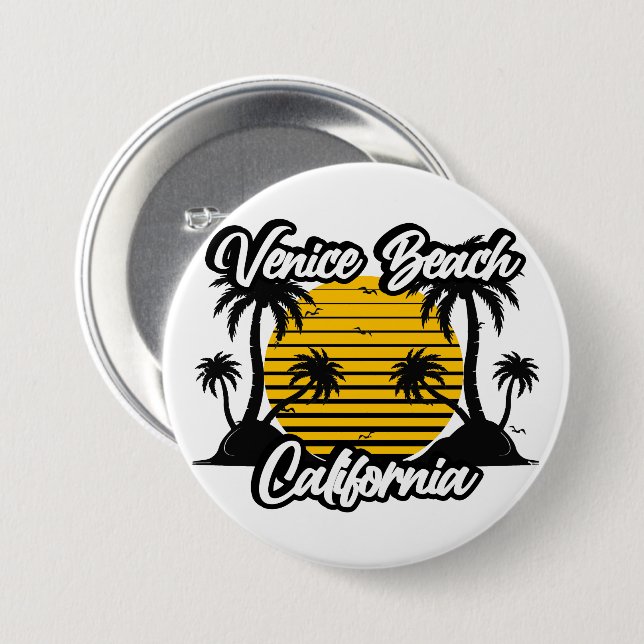 Venice Beach California 3 Inch Round Button (Front & Back)