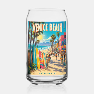Venice Beach California Colourful Surfboards Poste Can Glass