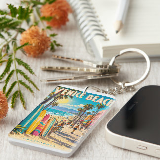 Venice Beach California Colourful Surfboards Poste Keychain