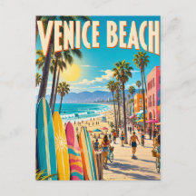 Venice Beach California Colourful Surfboards Poste
