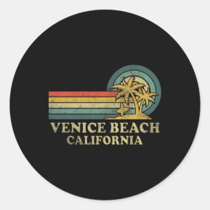 Venice Beach California Family Vacation Vintage Pa Classic Round Sticker