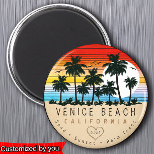 Venice Beach California Retro Palm trees Souvenir Magnet