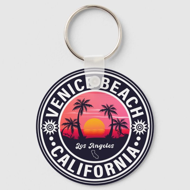 Venice Beach California Retro Sunset Souvenirs 60s Keychain (Front)