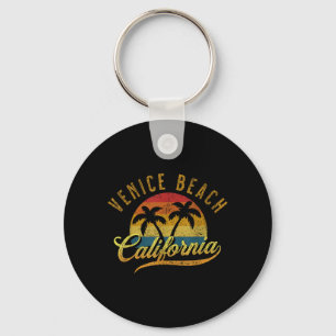 Venice Beach California Retro Vintage Sunset Palm Keychain