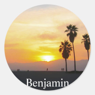 Venice Beach California Sunset Souvenir Classic Round Sticker
