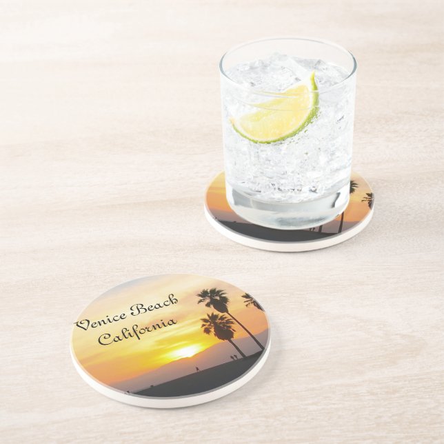 Venice Beach California Sunset Souvenir Coaster (Side)