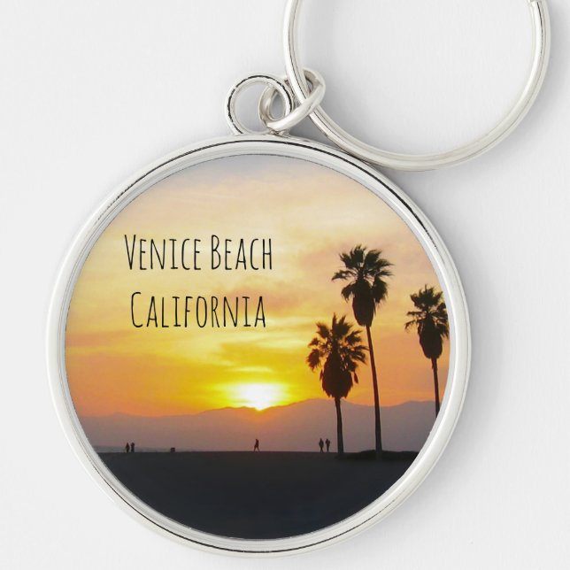 Venice Beach California Sunset Souvenir Keychain (Front)