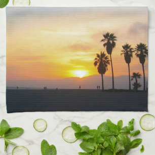 Venice Beach California Sunset Souvenir Kitchen Towel