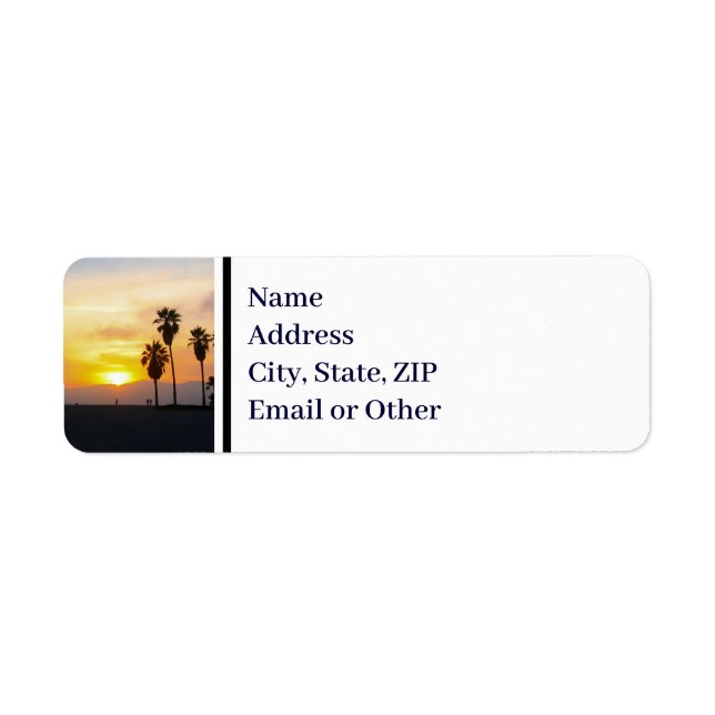 Venice Beach California Sunset Souvenir Label (Front)