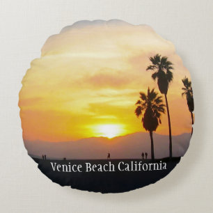 Venice Beach California Sunset Souvenir Round Pill Pillow