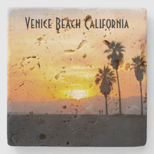 Venice Beach California Sunset Souvenir Stone Coaster