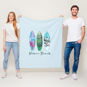Venice Beach California Surfboards Fleece Blanket