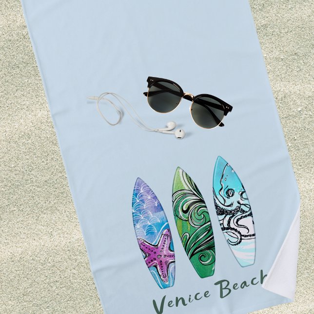 Venice Beach California Surfboards Personalized Beach Towel (Creator Uploaded)