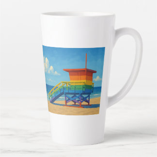 Venice Beach Rainbow Lifeguard Stand Latte Mug