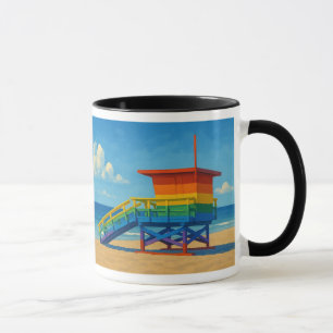 Venice Beach Rainbow Lifeguard Stand Mug