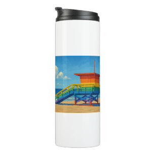 Venice Beach Rainbow Lifeguard Stand Thermal Tumbler