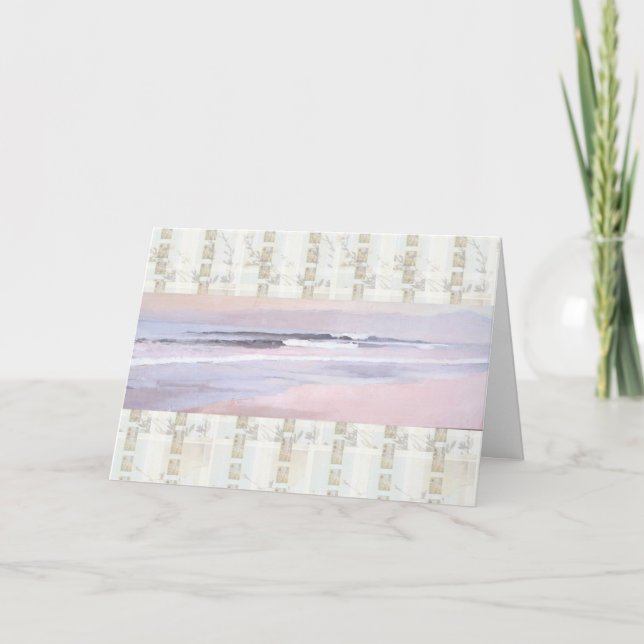 Venice Beach soft ocean waves floral folded card (Front)