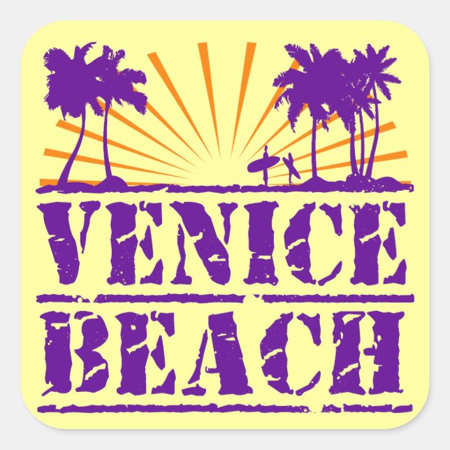 Venice Beach Square Sticker (Front)
