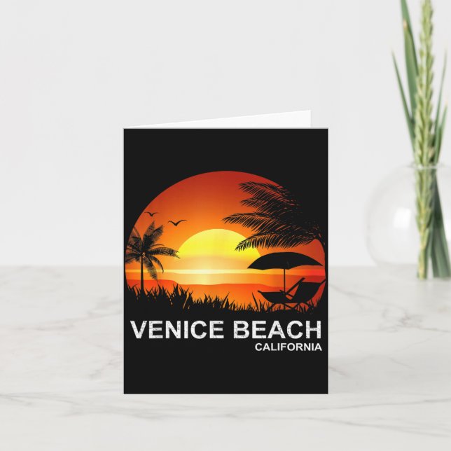 Venice Beach Summer Shirt Vintage Palm Tree Card (Front)