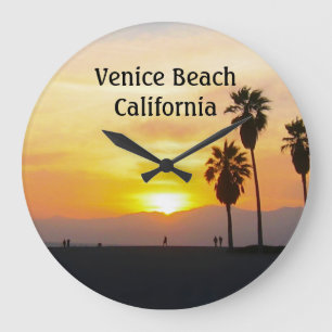 Venice Beach Sunset Palms Large Clock