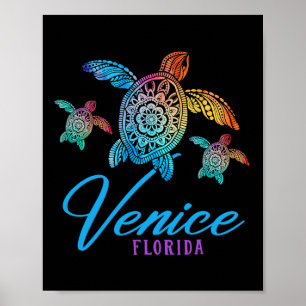 Venice Beach Tie Dye Sea Turtle Florida Family Vac Poster
