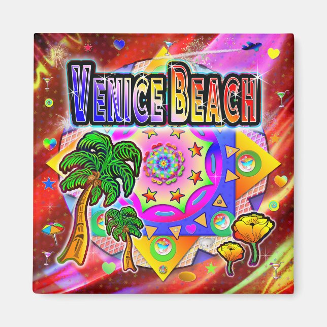Venice Beach Tropical Friends Magnet (Front)