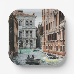 Venice Boat Canal  Paper Plate