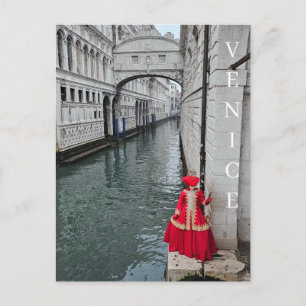 Venice Bridge of Sighs and mask view postcard