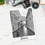 Venice Bridge of Sighs black white with gondolier Postcard<br><div class="desc">A wonderful black and white view of Venice (Italy) and the Bridge of Sighs. 
In this postcard,  you can see two of the most famous symbols of Venezia: a gondolier rowing near the iconic Bridge of Sighs,  or Ponte dei Sospiri in Italian.</div>