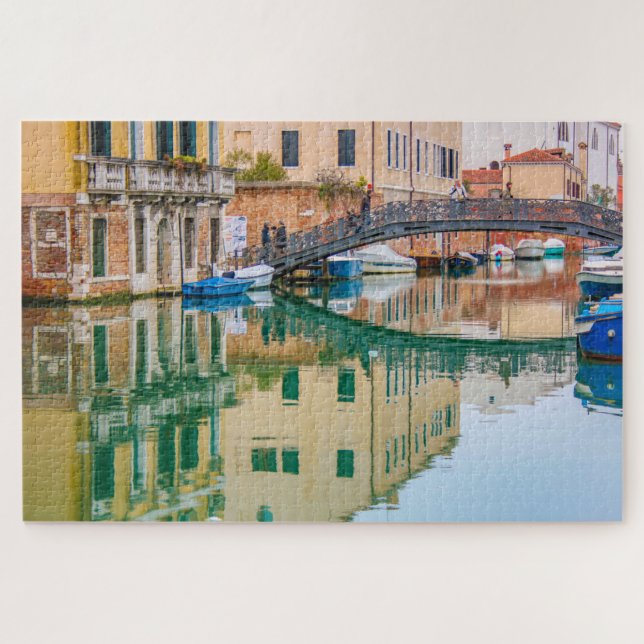 Venice canal and bridge with reflections, Italy Jigsaw Puzzle (Horizontal)