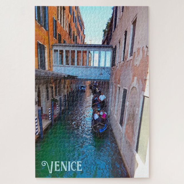 Venice Canal Gondolas Covered Skywalk Palazzos Jigsaw Puzzle (Vertical)