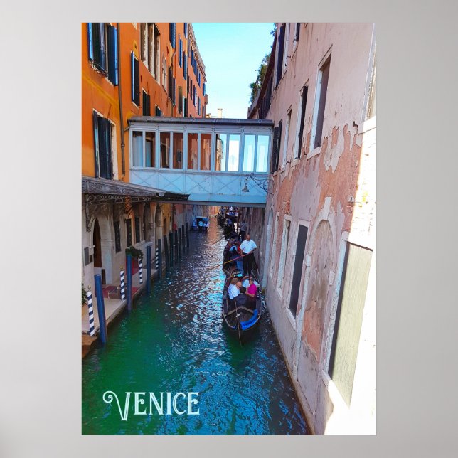 Venice Canal Gondolas Covered Skywalk Palazzos Poster (Front)
