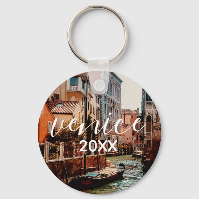 Venice Canal Gondolas in Italy Photograph   Keychain (Front)
