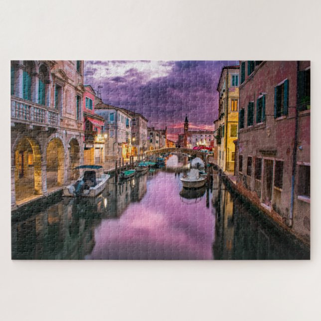 Venice Canal Under Purple Skies Jigsaw Puzzle (Horizontal)