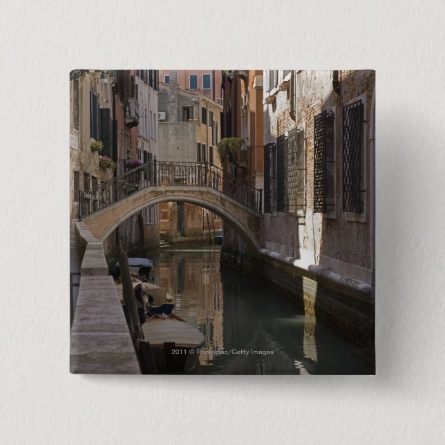 Venice Canals and Stone bridge 2 Inch Square Button (Front)