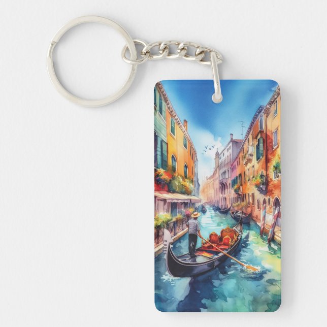 Venice Canals Italy Watercolor Keychain (Front)