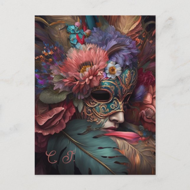 Venice Carnival Florals  Postcard (Front)
