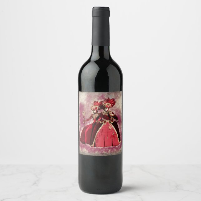 Venice carnival mask and costume. wine label (Front)