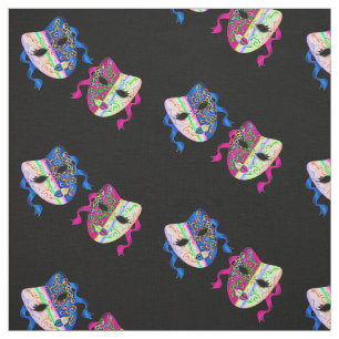 Venice Carnival Traditional Colourful Masks Fabric