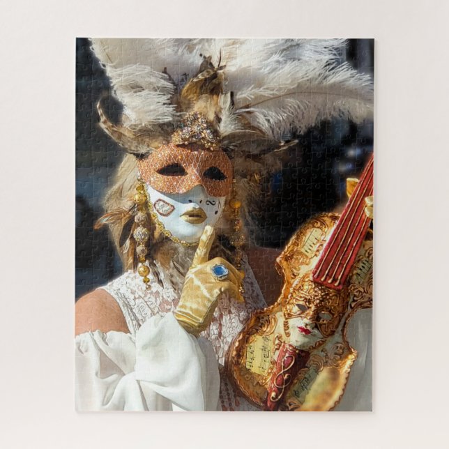Venice Carnival Violin Masked Lady Puzzle (Vertical)